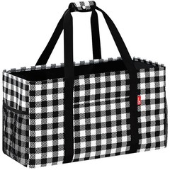 Cube Plaid Extra Large Foldable Utility Tote Grocery Bag Metal Wire Frame