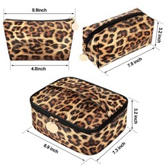 Boao 3 Pcs Leopard Print Cosmetic Bag Set Cheetah 3 Piece Set, Multicolor