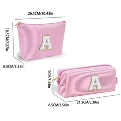 Apxouans Fashion Initial Makeup Bag for Women Cosmetic Travel Pink