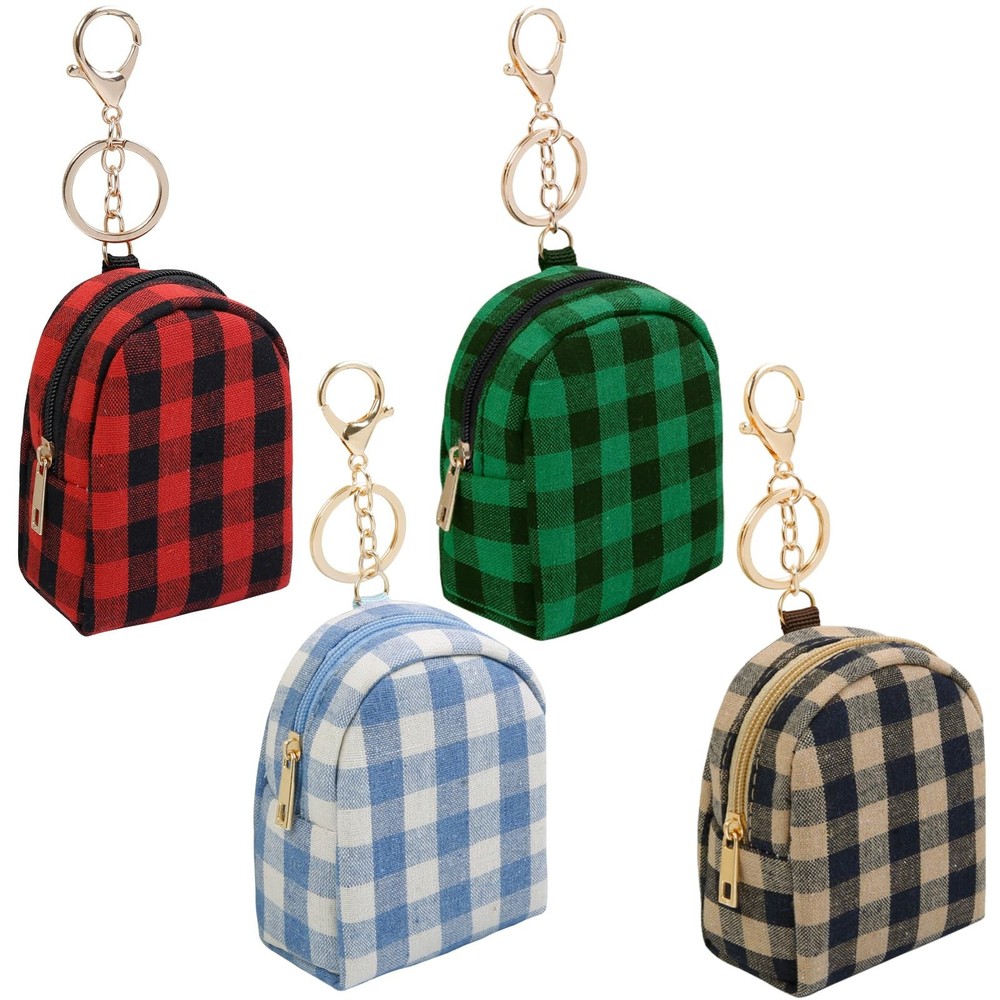 AIBFRID 4Pcs Mini Backpack Keychain,Cute Cosmetic Bag for Christmas Series