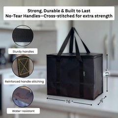 2-Pack Insulated Reusable Grocery Bags – Large Cooler Tote for Cold & Hot Foo…