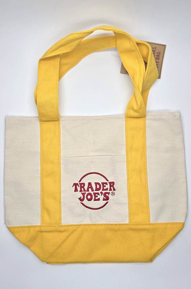 Trader Joe’s Christmas 2025 Edition Mini Reusable Canvas Tote Bag, YELLOW NWT