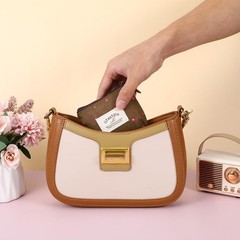 LIQWEI 4Pcs Mini Makeup Bag, Linen Floral Small Pink + Blue + White + Brown