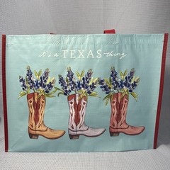 NEW HEB Destination Holiday TEXAS BLUEBONNET Boots REUSABLE Grocery Bag H.E.B