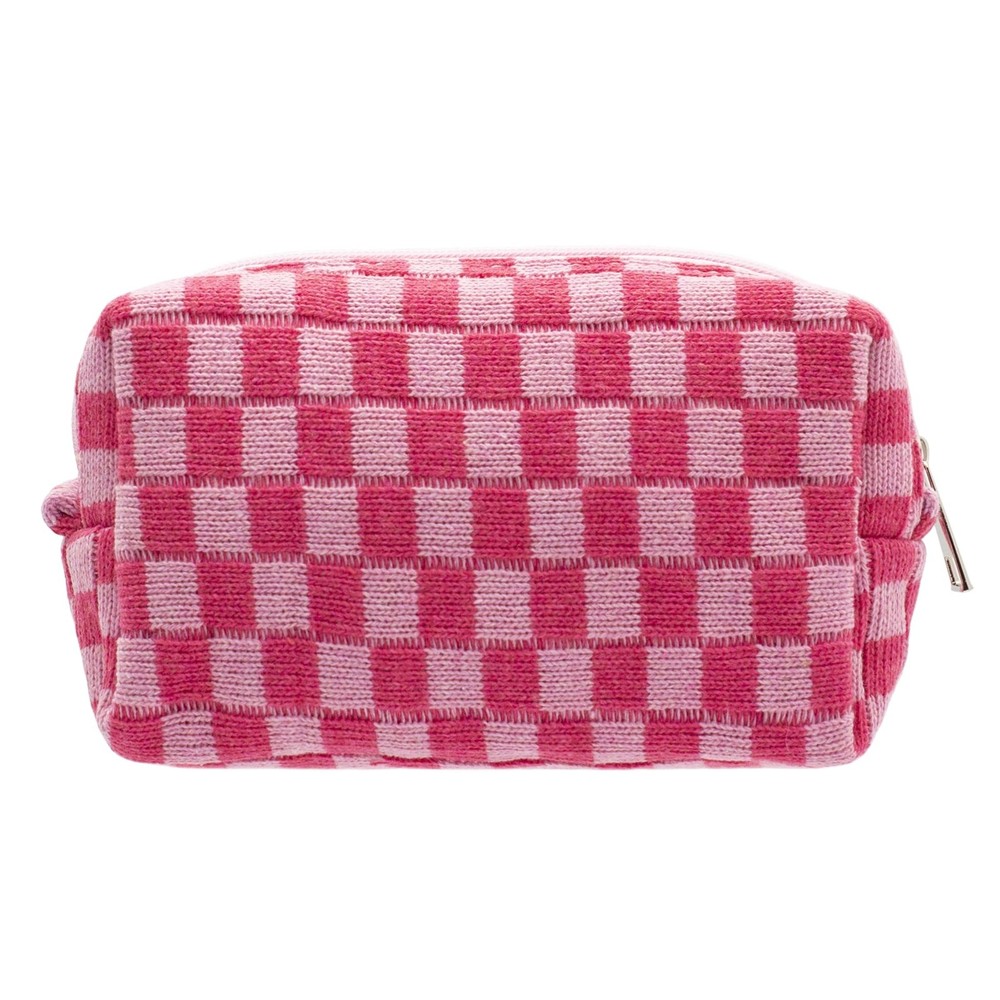 PAZIMIIK Checkered Makeup Bag for Purse Portable 1 PCS BOX POUCH, HOTPINK
