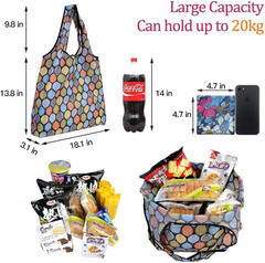 Reusable Grocery Shopping Bags 10 Pack, Foldable Tote Bags with Attached Pouch,