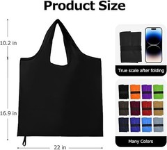Foldable Reusable Shopping Bag Washable Nylon Grocery Tote with Holder Travel