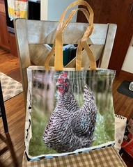 Chicken, UpCycled feed bag totes, Reusable Grocery Bags, Reusable Totes