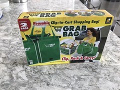 Grab Bag Reusable Shopping Bags Clip-to-Cart Innovative Design – Contains 2 Bags