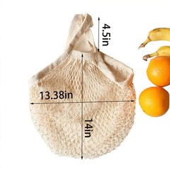 Cotton String Bags For Shopping, Eco Friendly Mesh Tote, 3 Pack, Beige