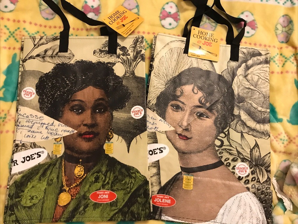 2 Trader Joe’s Home Cooking with Joe, Lady Joni and Lady Jolene Shopping BagNWT