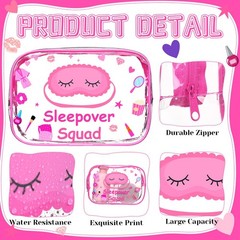 Aliceset 8 Pcs Sleepover Party Supplies Squad Makeup Bags Rose Red