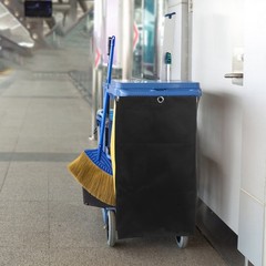 Replacement Cleaning Cart Bag Black Oxford Cloth With Reinforced Metal