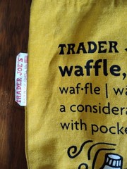 Trader Joes Reusable Canvas Shopping Tote Bag Breakfast Waffles Toast Yellow