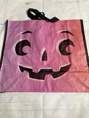 TJMaxx Shopping Bag Pink Pumpkin Face Reusable Tote Bag 18×19.5