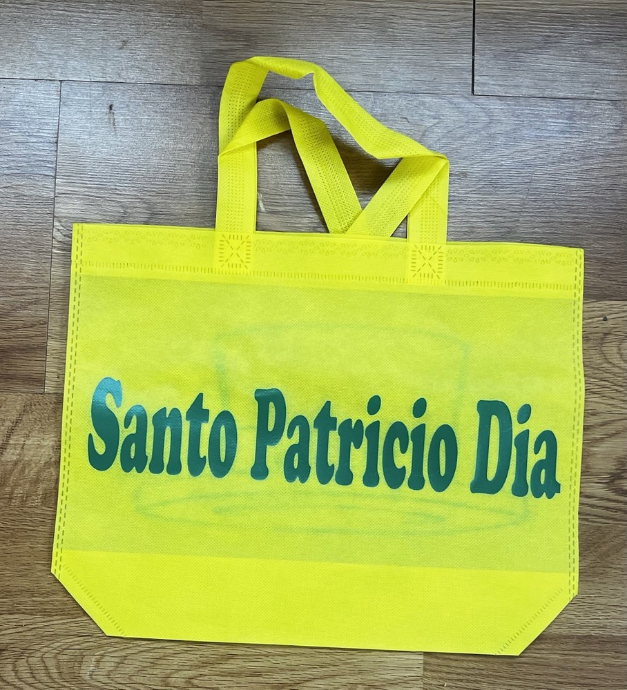 Foldable Yellow Green Reusable Shopping Bag Non-woven Fabric All-Over