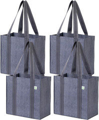 2-4 Pack Reusable Grocery shopping Bags, Small Tote Bag w/Handle Hard Bottom, He
