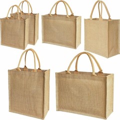6 PCS burlap tote bags Reusable DIY Jute Handbags Gift Shopping bag Multi Size S