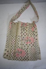 5 Free People Linen Cloth Lightweight Shopping Tote Bag Tan Pink Paisley Boho
