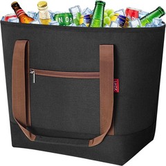 LHZK Jumbo Insulated Cooler Bag with Zipper Collapsible Leak Proof Handles is
