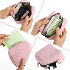 Sorcristy Period Bag for Teen Girls, Corduroy Sanitary Napkin Storage Pink