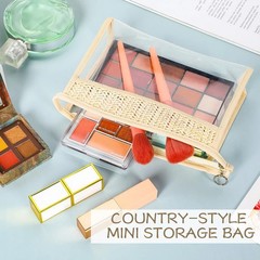 3 Pcs Boho Clear Cosmetic Makeup Bags with Zipper Small Toiletry Bag khaki