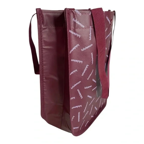Lululemon Reusable Small Red Burgundy Tote Shopping Lunch School Modern Bag New