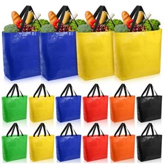 12 PCS Reusable Grocery Bags XL Heavy Duty Plastic Hold Up To 80 Lbs Tote