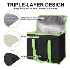 Multi-Purpose Insulated Tote Bags, 30L Capacity, Perfect for Shopping & Delivery