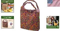 Thistle Purple Floral Foldable Reusable Grocery Tote – Eco-Friendly & Waterproof
