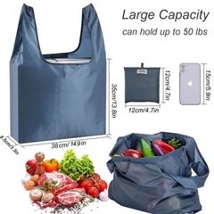 CiCiGo Large Reusable Bags Shopping Washable Foldable 6 Pack Large, Gray