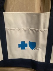 BLUE CROSS BLUE SHIELD CREAM/OFF WHITE CANVAS SHOPPING TOTE BAG MEDIUM 11×17