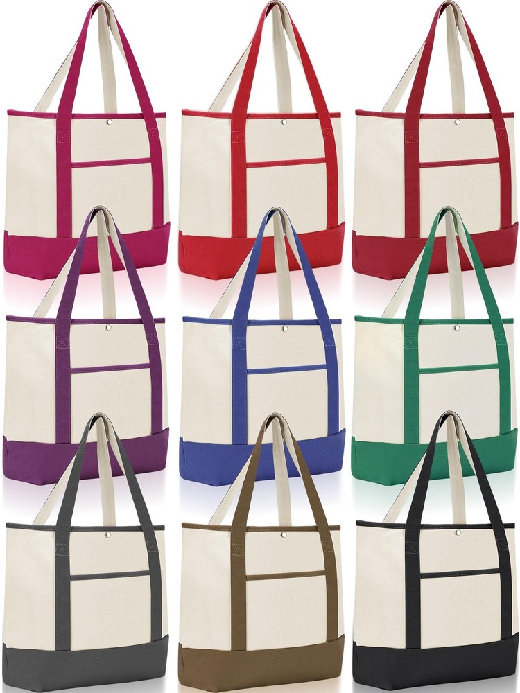 Dark Canvas Totes, 9-Pack, 18″: Pockets Galore for All Your Shenanigans!