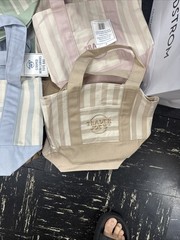 New Set of 4 Summer 2026 Trader Joe’s Striped Mini Canvas Totes Pastel Colors