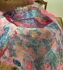 Lilly Pulitzer Mesh Beach Tote Bag Tropical Print Pink Handles Large Pool Travel