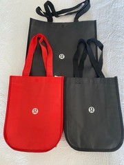 Lululemon Reusable Tote Bags Lot of 3 Black Red Small Medium Shopper Gym