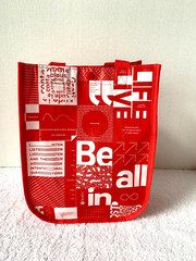 NEW Lululemon Logo Reusable Shopping Bag 12″ X 9″ w/Red Handles Easy to Clean