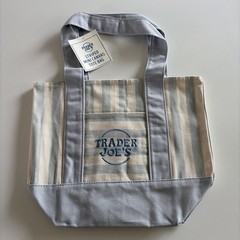Trader Joe’s Mini Pastel Stripe Canvas Tote Bag Blue Limited Edition 2026 NWT