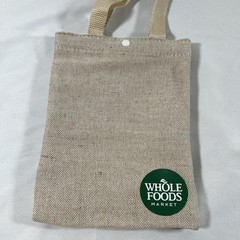 Whole Foods Reusable Tote Shopping Mini Beige Logo Snap Pretend Play Gift Bag