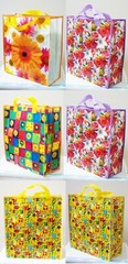2 pcs Large Heavy Duty Reusable Shopping Gift Bag Multi-Color Flower Birthday