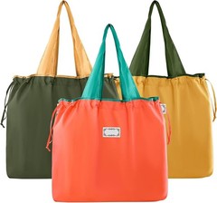 Spacious Lightweight Washable Water-Repellent Portable 2 Pack Foldable Tote Bags