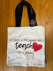 Canvas Classic Reusable Bag ( It Takes A Big Heart Teach Little Minds ) 15 x 15