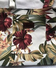 Hawaiian Print Canvas Handbag Tote Beach Bag Shop Hawaii Travel Hibiscus SM New