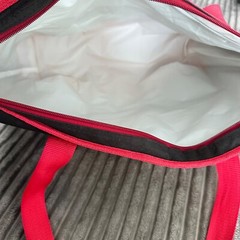 Trader Joe’s Large Reusable Insulated Grocery Cooler Tote Bag Black Red Freezer
