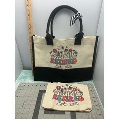 Retired Est 2025 Tote Bag Boho Floral Garden Canvas Beach Bag Gift