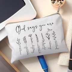 HubbgDesign God Says You Are Makeup Bag, Christian Bible says you are…