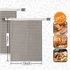 KEKUOU 2-Pack Reusable Beeswax Bread Bags for Sourdough, 13×17 inches, Coffee
