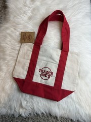 Trader Joe’s Holiday 2025 Canvas Mini Tote Bag Red New