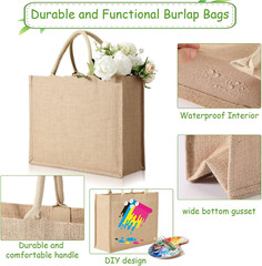 24-Pack Large Burlap Tote Bags – Reusable Gift & Grocery Bags with Handles
