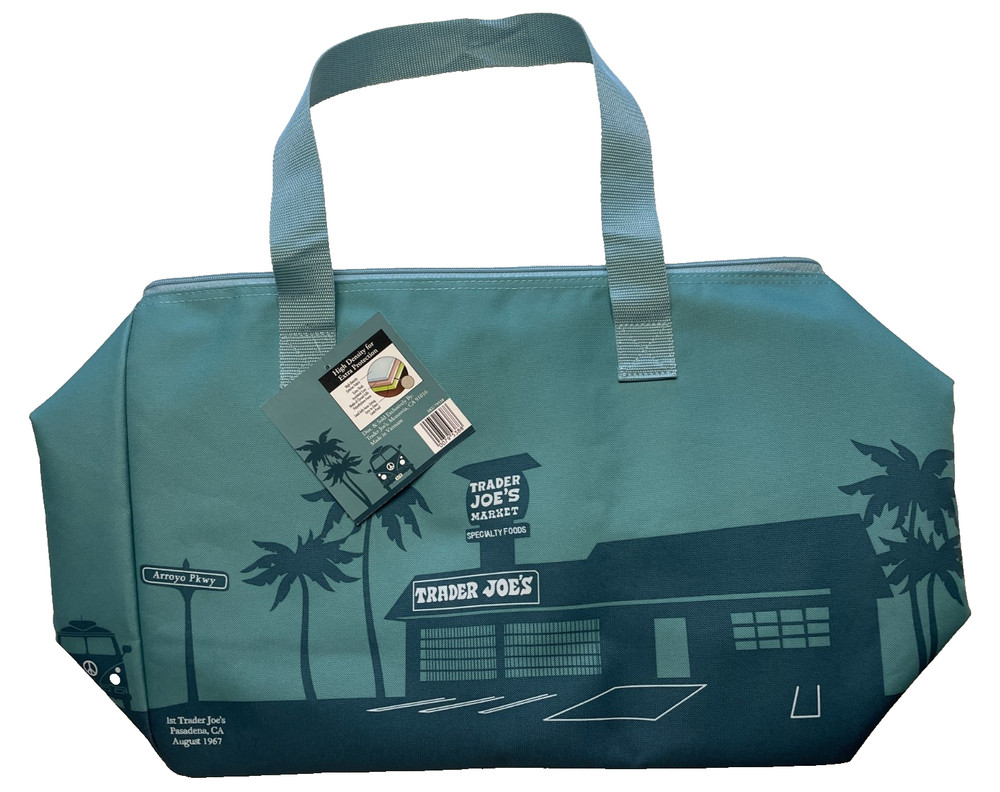 Trader Joe’s Dusty Blue Insulated Large Tote Cooler Bag Reusable NEW 8 Gallon 🩵